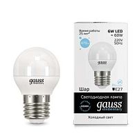 Лампа светодиодная Elementary Globe 6Вт E27 6500К | Код. 53236 | Gauss